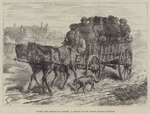 Poolse Joden op weg naar de markt, een schets aan de Pools-Russische grens door Johann Nepomuk Schonberg